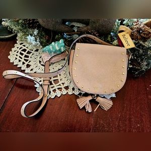 VICTORIA SECRET Festival CROSSBODY Tassel Gold Studded Purse Pink Blush